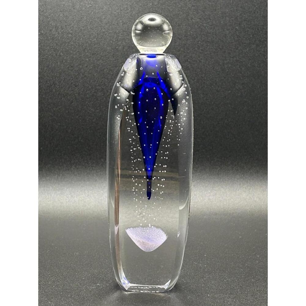 Vintage Cobalt Blue David Foster Fire Island Glass Perfume Bottle 1980’s -Read-